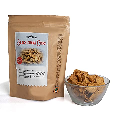 Image of Evolve Black Chana Chips Healthy Snacks for Kids, Adults | High Protein, Gluten Free, Vacuum Fried, Weight Loss Snack, No Additives, Masala Flavor - 100g Pack of 2