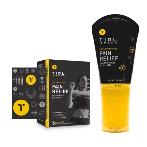 Tidl Extended Relief Pain Patches And Massaging Roll On Relief Bundle - Maximum Strength For Muscle And Joint Pain - Deep Full Body Recovery Regimen #TOP3