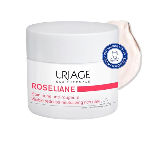Uriage Roseliane Crème Riche Anti-Rougeurs - Beurre de Karité, Extraits de Ginseng et Algues - Apaise, Hydrate, Atténue les Rougeurs - Confort Durable -...