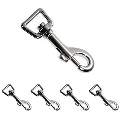 Karabiner  Haken mit Drehgelenk für Hundehalsband im 4er Set, robuster Stahl  Karabiner 80mm Länge, Verwendung mit Paracord Hundeleine, Karabiner mit Drehkopf, Farbe silber, Marke Ganzoo