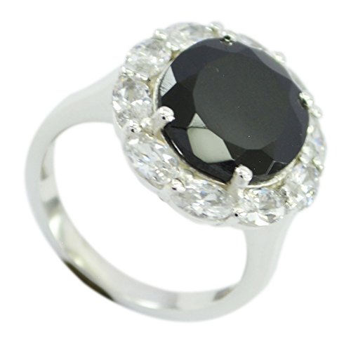 Image of 55Carat Natural Black Onyx Ring Sterling Silver Round Shape Chakra Healing US 4,5,6,7,8,9,10,11,12
