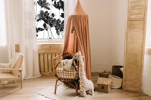 Store enrouleur perméable sans perçage 140x180cm Tulup imprimé fleurs noires