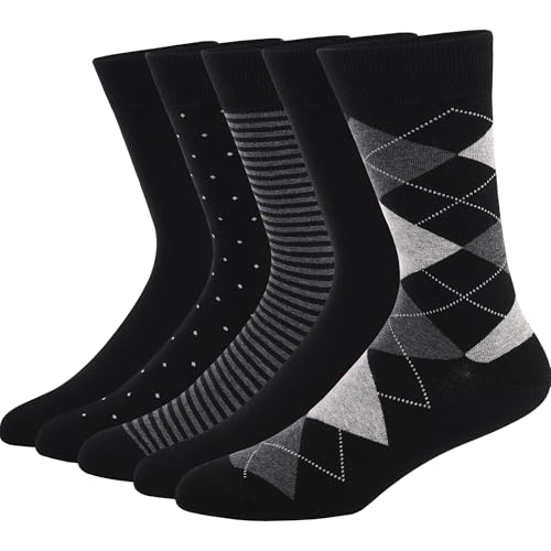 DRASEX Mens Dress Socks Assorted Patterned Lightweight Cotton Comfortable Breathable Classic Business Casual Crew Socks