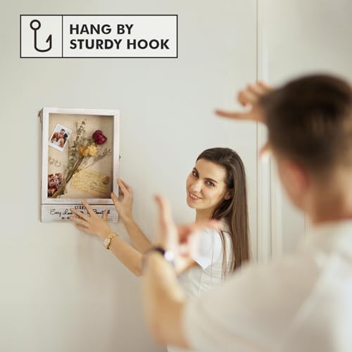 AW BRIDAL 11X16 Large Shadow Box Picture Frames Deep Shadow Boxes Display Cases with Removable Shelves and Drawers, White Wooden Memory Boxes for Keepsakes with Slot Ideas - Thumbnail 2