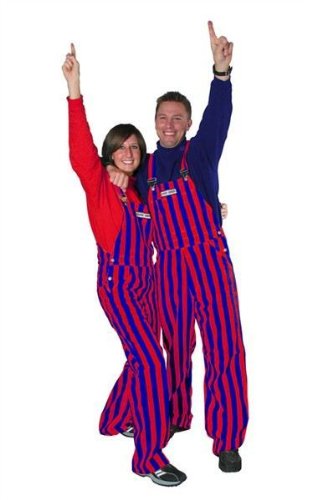 Royal Blue & Red Adult Game Day Bib Overalls 3XL