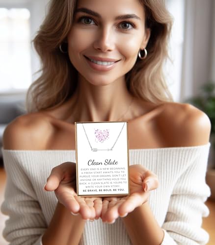 VIY Personal Card Divorce gifts for women, New beginnings jewelry, Divorce necklace for woman, Break up gifts, Clean slate & New chapter in life, Arrow necklace4