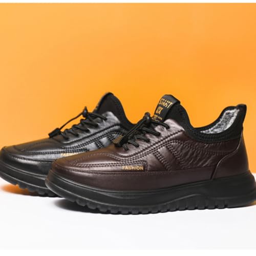 Qacksv Mens Winter Boots Snow Shoes Casual Lightweight Waterproof Snow Boots Anti-Slip Fur Lined Trekking Backpacking Hiking Boots Hiking Boots Comfortable Outdoor (8,brown)