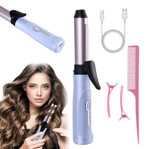 Mini Cordless Curling Wand 20mm Portable Travel Curling Tongs with 3 Temperature Levels USB Rechargeable Hair Curling Iron Fast Heating & Ceramic Coating Hair Curler for Women Short & Medium Hair