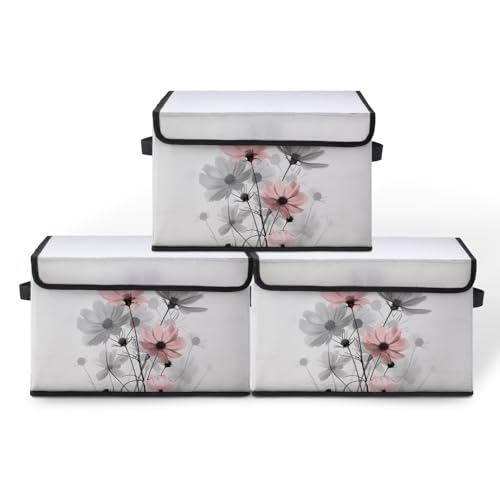 Image of Stackable Storage Bins with Lids,Closet Organizers Fabric Box for Home and Office,Blanket Clothes Organizers,Under Bed Storage Containers 3 Pack