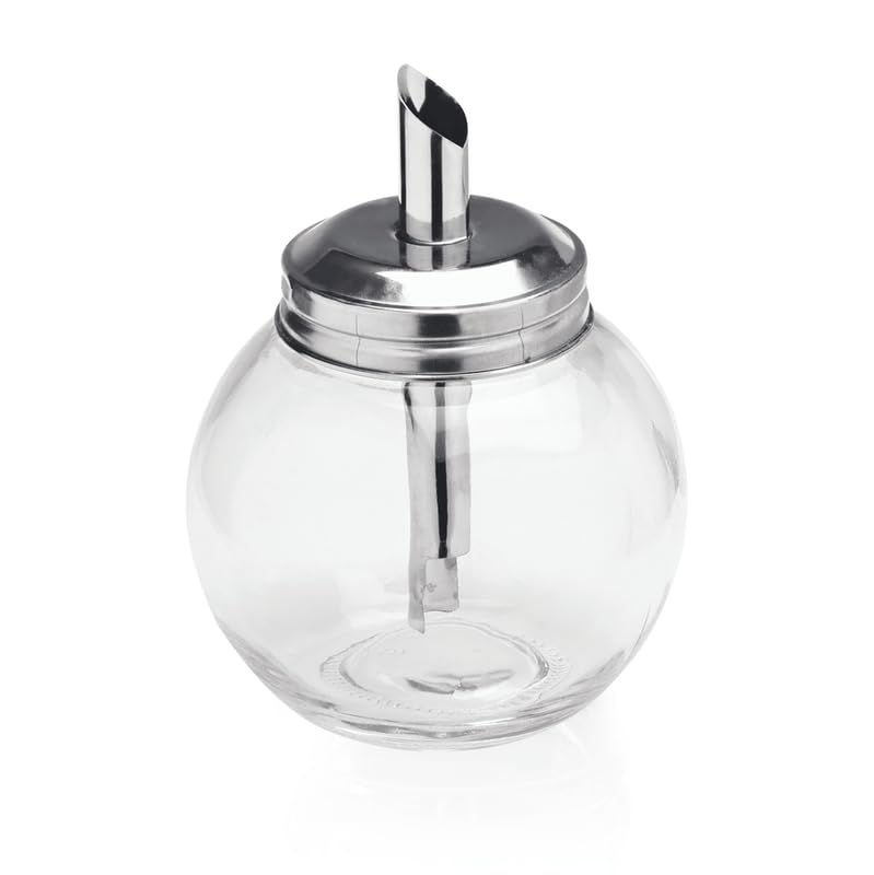 6x Zuckerspender 11,5 cm Edelstahl Glas Zuckerstreuer Kugelform 260 ml