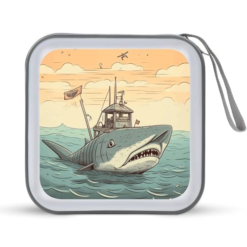 Boîtier CD antichoc pour 40 DVD rigide et imperméable avec design Requin d'été