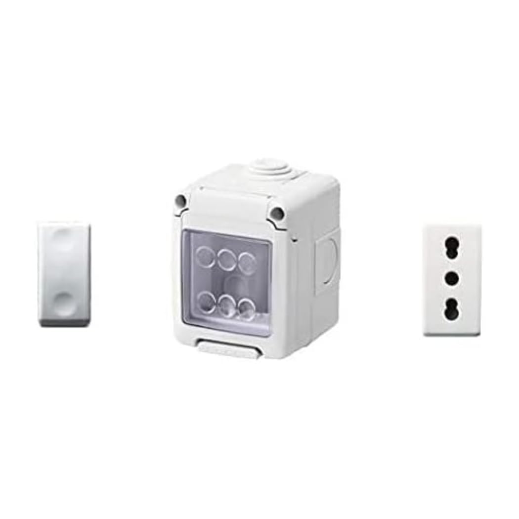 Gewiss Container for devices 27 Combi protected 2 seats grey RAL 7035 IP55 with Nr. 1 White Bivalent Socket, Nr. 1 White diverter