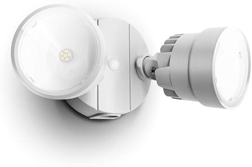 LUTEC - Reflector de luz de doble cabeza para exteriores, impermeable, luz blanca de pared, de seguridad para patio, jardín