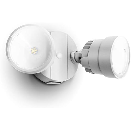 LUTEC P6221W 2000 Lumen 18 Watt 28 LED Dual-Head Flood Light Outdoor, Waterproof Exterior Security Wall Light for Patio, Garden,Yard-White