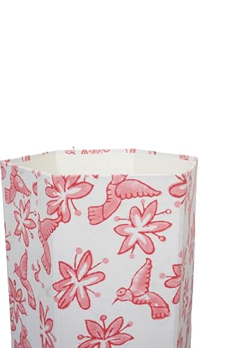 Image of Generic 3.3 Gallon Cotton Hand Block Printed Paper Waste Basket |Small Decorative Trash Can for Housewarming Gifts in Living Room, Bedroom, Bathroom | Eco-Friendly, Plastic-Free (1, PINK BIRD)