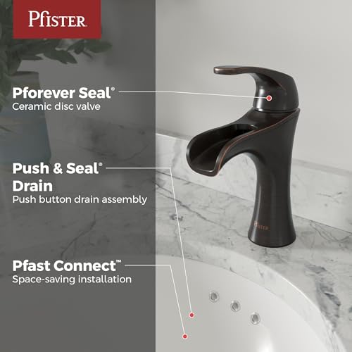 Pfister LF-042-JD Jaida bateria łazienkowa z odpływem zatrzaskowym i uszczelnieniem, toskański brąz