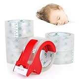 BOMEI PACK No Noise Quiet Clear Packing Tape, Heavy Duty Packaging Tape, Refill Rolls for Sealing Packing and Shipping, 2.4Mil 1.88Inch 55Yards 6rolls, with Free Dispenser