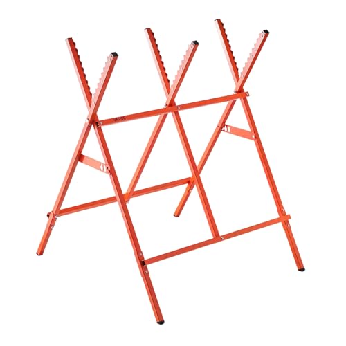 VEVOR Caballete de Sierra de Piernas Cruzadas, Carga de 117,9 kg, Caballete Plegable de Altura Ajustable con Patas Resistentes y Almohadillas Antideslizantes para Carpinteros y Contratistas