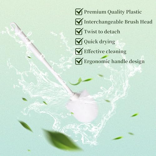 Image of 14 Sets Toilet Brush and Holder Set 14.57 Height Bathroom Cleaning Brush with Caddy, Toilet Bowl Scrubber for Deep Cleaning(White)