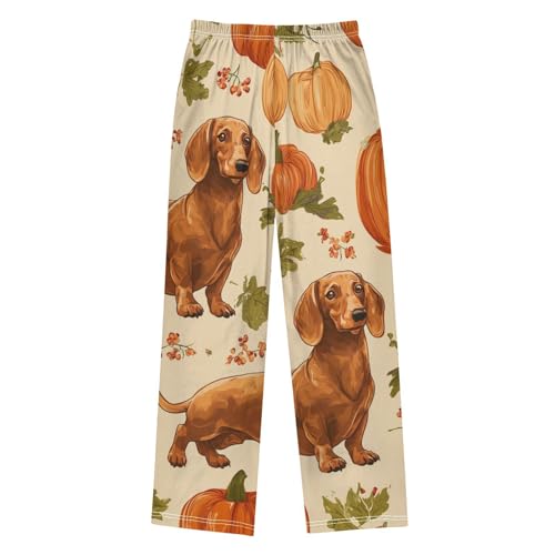 Dachshund Pumpkins Boys Long Pants Soft Trousers Elastic Waist Kids Lounge Bottoms with Pockets S-XL2