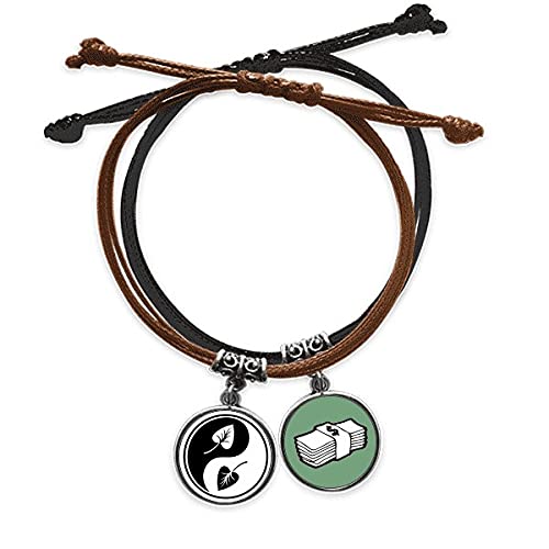 Pulsera budista yin yang de cuero para meditacion y estilo casual urbano