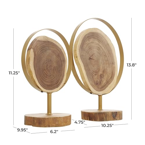Escultura Decorativa Abstracta de Madera Deco 79 Set 2 14" 11" miniatura 6