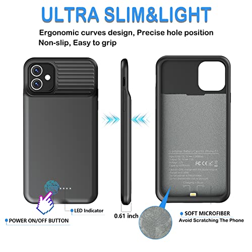 Gin Foxi FM02A Battery Case For Iphone 11/Xr, Powerful 6000Mah Ultra-Slim Smart Battery Charging Case Rechargeable Anti-Fall Extended Stylish Charger Cover thumb #3