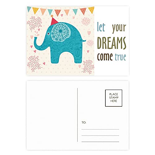 Cartes postales éléphant au chapeau rouge lot de 20 pièces avec drapeau bleu