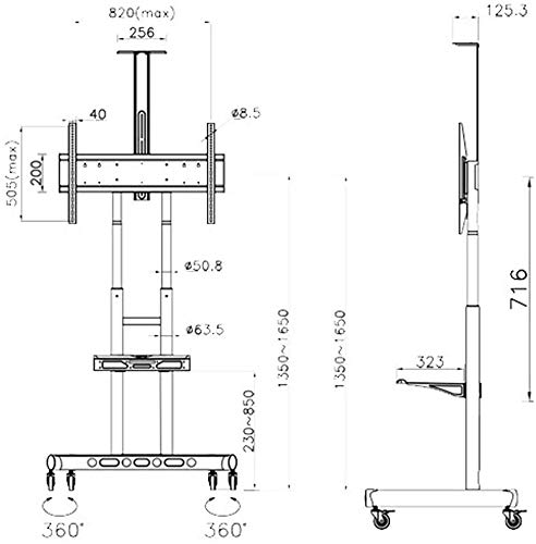 Soporte móvil para TV de 55 a 80 pulgadas con ruedas giratorias miniatura 4