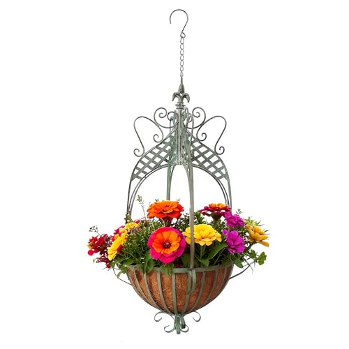 Kynthyre Large Hanging Planter for Outdoor Indoor Plants, 12.6-Inch Rustic Metal Hanging Basket for...