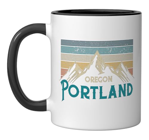 Portland Oregon Vintage Souvenir Ceramic Mug, Black/White