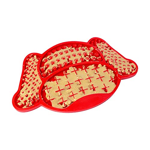 Comedouro Tapete de lamber para cachorro de silicone com ventosa - cachorrinho - vermelho