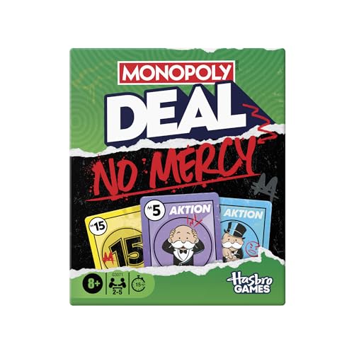 Monopoly Deal No Mercy Kartenspiel - Die Monopoly Deal Edition ohne Erbarmen - Unterhaltsame Familienspiele für Kinder Jugendliche und Erwachsene - 2-5 Spieler - Ab 8 Jahren - Deutsche Version