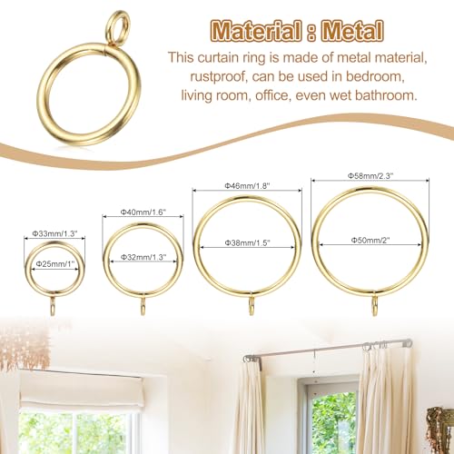 Anillos de cortina de metal PATIKIL de 1.3 pulgadas con ojales dorados para colgar textiles 5