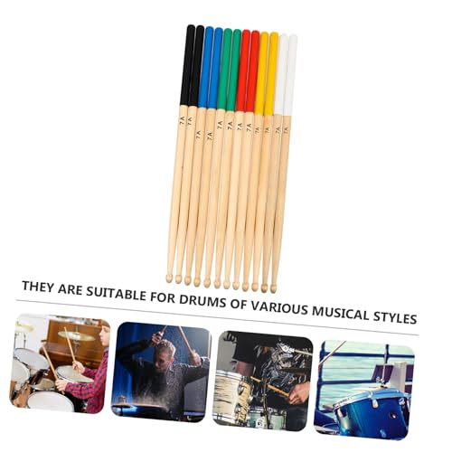 6 pares de baquetas antideslizantes de arce para instrumentos de percusión, accesorios duraderos para bateristas jóvenes y profesionales, para bandas de marcha y kits acústicos miniatura 3