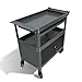 JZD Steel Rolling Tool Cart, Metal Industrial Grade Utility Cart on Wheels with One Drawer & Lockable Cabinets, for Mechanic Garage Auto Repair Shop, Black & Grey