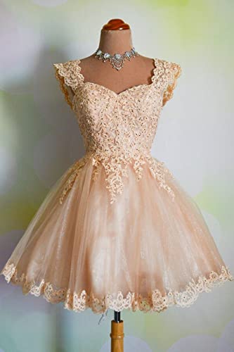 Image of Sweetheart Homecoming Dress Lace Appliques Prom Dress Beaded Lace Mini Dresses