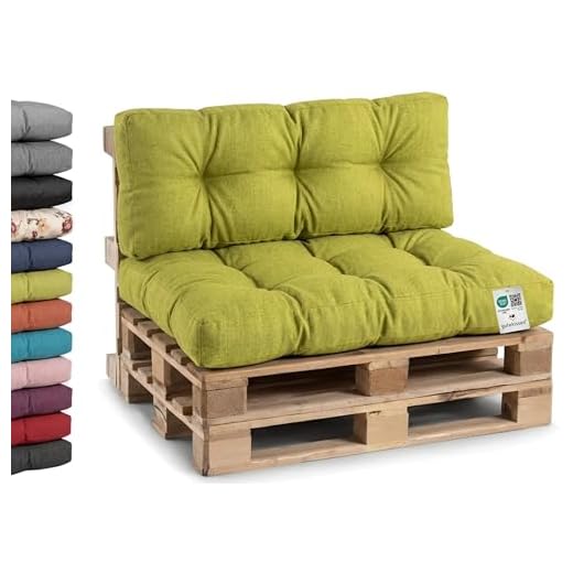 Gutekissen® Cuscini per Pallet per Divano da Giardino - Trapuntati PPI (Schienale 120x40, gesteppt Lime)