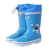 Hixingo Ultra Light Kids Girls Rain Boots, Rainy Snow Wellies for Kids Boy,Waterproof Non-Slip Unisex Children Wellies Rubber Outdoors Rain Shoes (Astronaut,13)
