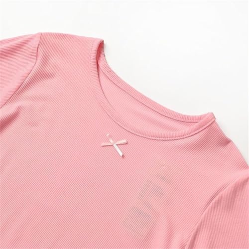 Soft Stretchy 𝐏ajamas Sets for Girls 2pc Plain Cotton Lounge 𝐏𝐉 Outfits Kids 2025 Summer Loose Tops Pants Sl𝐞epwear3