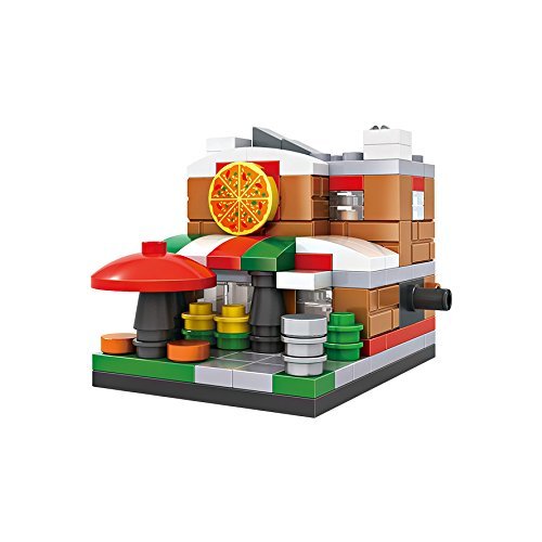 Micro Brickland Italian Style Pizza Shop Mini-Sized Architecture Building Kits, Small Building Block Set (126 Pieces)