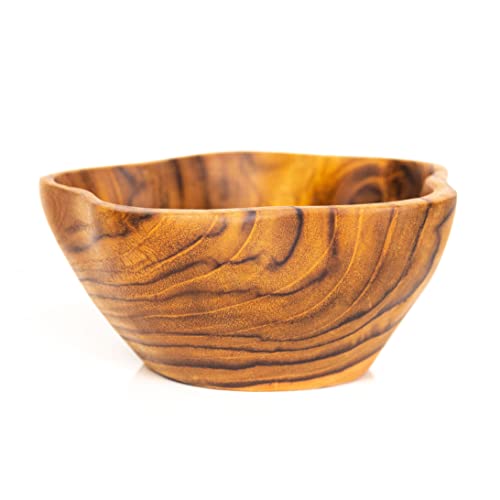 Rainforest Bowls Set Of 4 Javanese Teak Wood Star Bowls- 5" Diameter- Perfect For Daily Use, Hot & Cold Friendly, Ultra-Durable- Exclusive Luxury Custom Design Handcrafted By Indonesian Artisans #TOP5