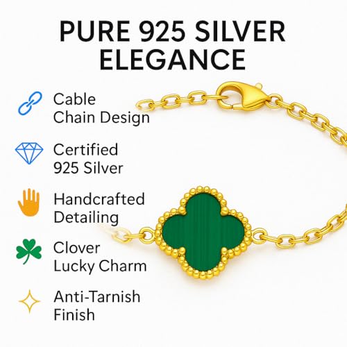 Image of Lucky Charm Clover Bracelet for Women | 925 Sterling Silver with 18K Gold Plating | Adjustable & Anti-Tarnish | Stylish Designer-Inspired Jewelry