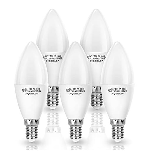 Led E14 Warmweiß 9W (ersetzt 50W) Leuchtmittel Birne Lampe 3000K 675 Lumen Abstrahlwinkel 260 Grad Glühbirnen Kerzenform C37 5 Stücke Energiesparend