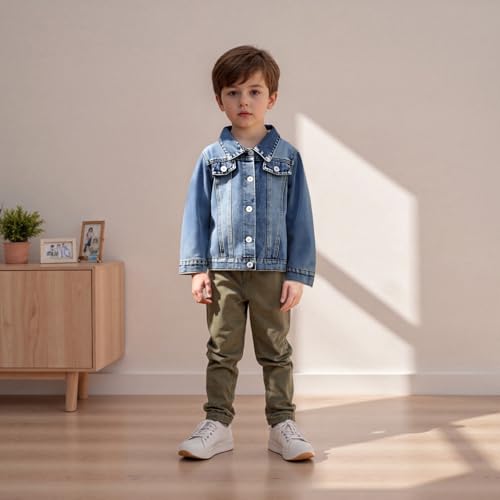 2-6T Boys Girls Christmas Jackets Winter Outfit Button Up Letter Embroidery Santa Baby Denim Coats Outwear3