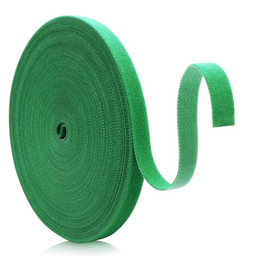 Fun Gift Pflanzenbinder 15 m,10 mm Dicken Baumanbinder,Stabil & witterungsbeständig,Pflanzenhalter,Wiederverschließbar-Pflanzenband Klettverschluss Verstellba (Grün)