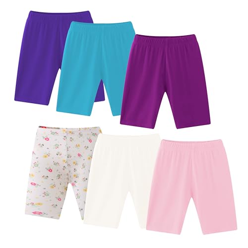 6 Pack Girls Dance Shorts Breathable Bike Shorts for Sports Play Underdress 3-12Y2