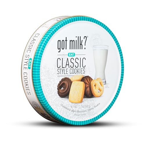 Image of got milk? Classic Style Cookies, Chocolate & Butter Cookies, 12-Oz. Cookie Tin, Traditional Style Danish Butter and Chocolate Cookies for Dessert or Snack, Gift Tin, Retail Pack