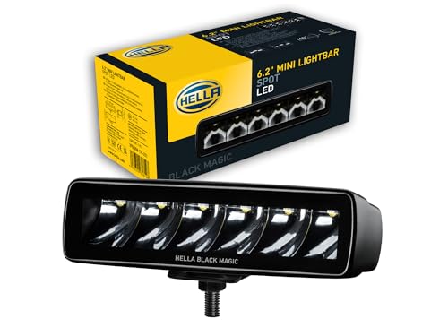 HELLA 1FB 358 176-211 LED-Faro de carretera - Black Magic Mini Lightbar 6.2' - 12/24V - montaje exterior - Iluminación largo alcance - Cable: 800mm - Conector: extremos de cable abiertos