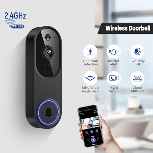 1080P WiFi Video Doorbell Camera Wireless with Receiver - Image 2
